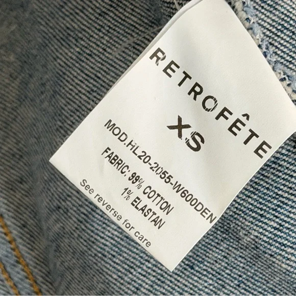 Retrofete Ada Denim Jacket in Worn Vintage Blue Size XS Puff Sleeve Distressed - Picture 7 of 8